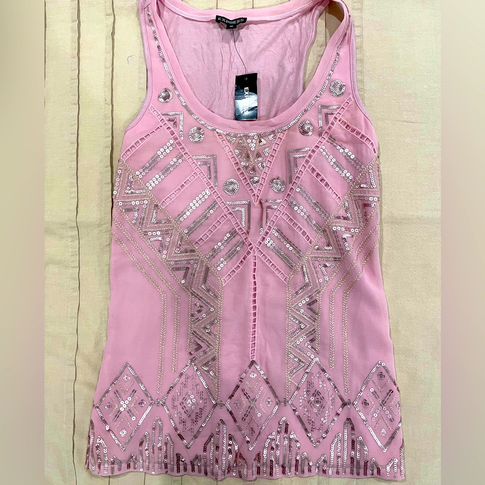 Express pink top, sequin embellished